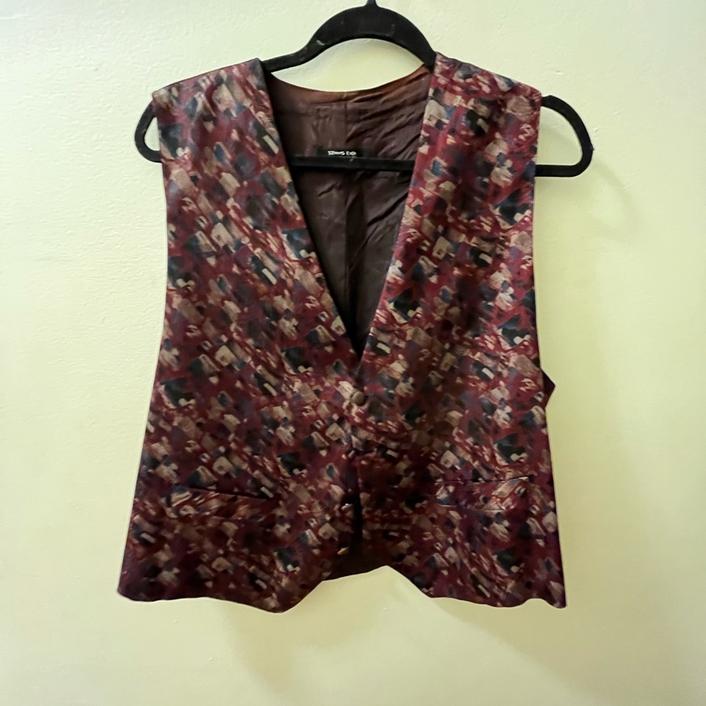 Oversized Burgundy Patterned Vest